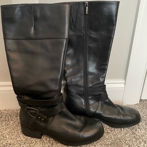Bandolino wide calf riding boots. Black leather. Size 9.5M